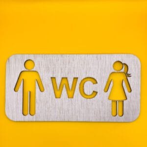 Deurbordje wc deur - man en vrouw - naturel hout