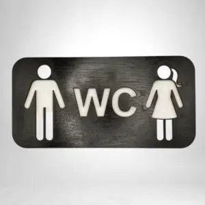 Houten bordje voor op de WC deur - zwart