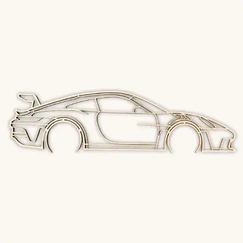 Mooie hout uitgesneden Porsche 911 GT3 RS uit 6mm populierenhout - naturel hout