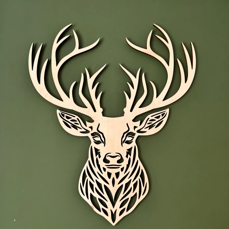 houten hertenkop voor aan de muur - wanddecoratie van hout