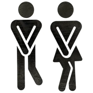 zelfklevend mannetje en vrouwtje voor op de wc deur - zwart hout