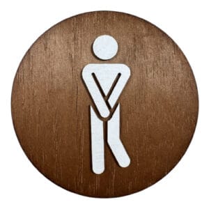 Luxe bruin houten bordje voor het heren toilet